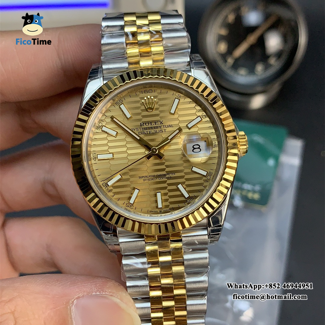 VSF VS3235 DateJust 41mm Fluted Bezel Gold Motif Dial YG/SS Jubilee ...