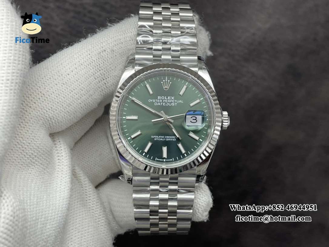 VSF VS3235 DateJust 36mm Fluted Bezel Green Dial Jubilee Bracelet ...