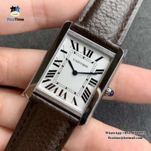 K11F Swiss Quartz Tank 24mm White Dial Brown Leather Strap - Image 3