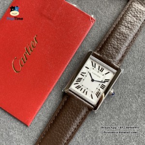 K11F Swiss Quartz Tank 24mm White Dial Brown Leather Strap - Image 4