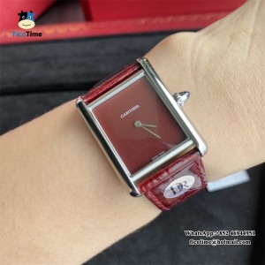 DRF Swiss Quartz Tank Must 25mm Red Dial Red Leather Strap - Image 2