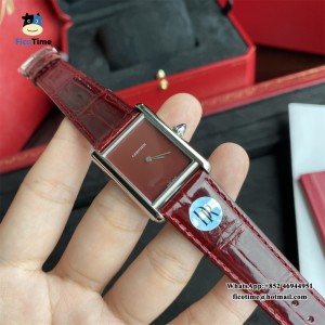 DRF Swiss Quartz Tank Must 25mm Red Dial Red Leather Strap - Image 4