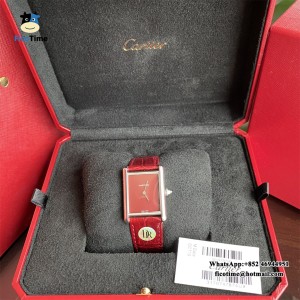 DRF Swiss Quartz Tank Must 25mm Red Dial Red Leather Strap - Image 5