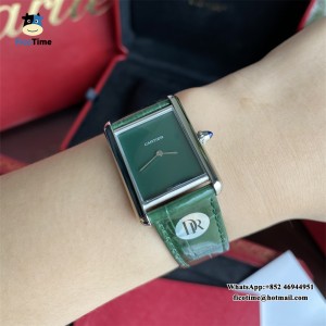 DRF Swiss Quartz Tank Must 25mm Green Dial Green Leather Strap - Image 6