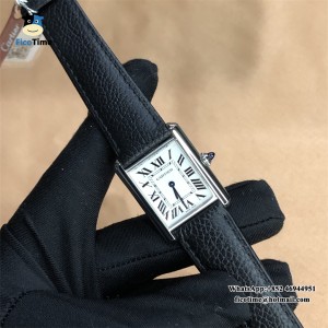 F1F Swiss Quartz Tank Must 22mm White Dial Black Leather Strap - Image 3