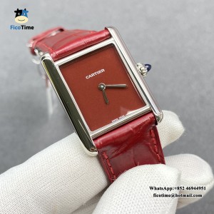 F1F Swiss Quartz Tank Must 25mm Red Dial Red Leather Strap - Image 3