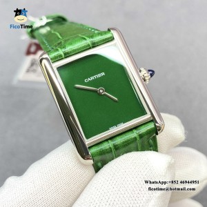 F1F Swiss Quartz Tank Must 25mm Green Dial Green Leather Strap - Image 3