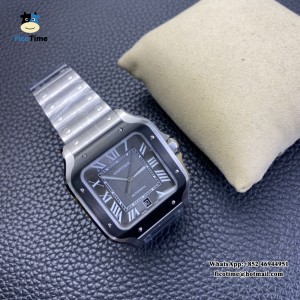 BVF MY9015 Santos Large 40mm Black Bezel Grey Dial SS Bracelet - Image 3