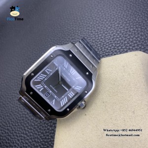 BVF MY9015 Santos Large 40mm Black Bezel Grey Dial SS Bracelet - Image 4