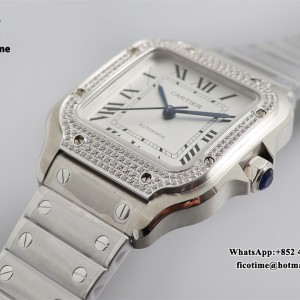 BVF MY9015 Santos Medium 35mm Diamond Bezel White Dial SS Bracelet - Image 3