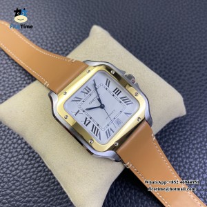 BVF MY9015 Santos Large 40mm YG Bezel White Dial Leather Strap - Image 2