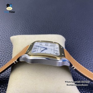 BVF MY9015 Santos Large 40mm YG Bezel White Dial Leather Strap - Image 4