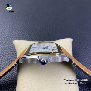 BVF MY9015 Santos Large 40mm YG Bezel White Dial Leather Strap - Image 5