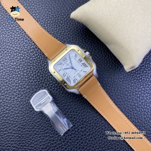 BVF MY9015 Santos Large 40mm YG Bezel White Dial Leather Strap - Image 6