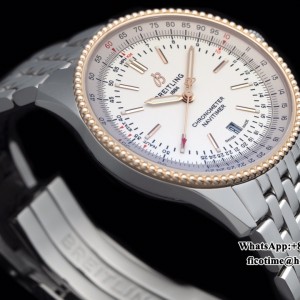 V7F A2824 Breitling 41mm NAVITIMER RG White Dial SS Bracelet - Image 3