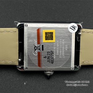 DRF Quartz Tank Must 25.5mm Alligator Leather SS/LE Black Dial - Image 2