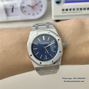 ZF A7121 Royal Oak 39MM 16202 Blue Textured Dial SS Bracelet - Image 2