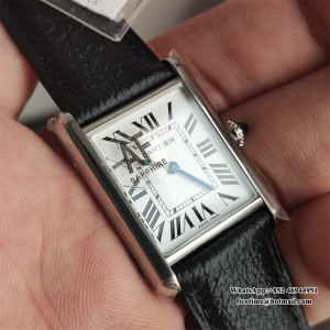 AF Quartz Tank Must 33.7x25.5mm  White Dial Black Leather Strap - Image 6