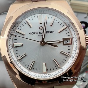 8F A5100 Overseas 4500V 41mm Silver Dial RG Brown Rubber Strap - Image 2