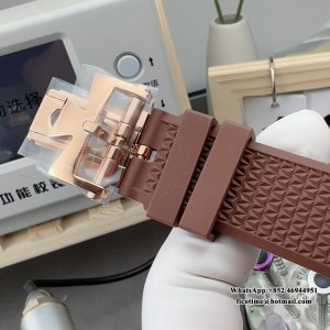8F A5100 Overseas 4500V 41mm Silver Dial RG Brown Rubber Strap - Image 4
