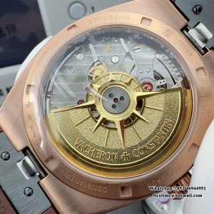 8F A5100 Overseas 4500V 41mm Silver Dial RG Brown Rubber Strap - Image 6