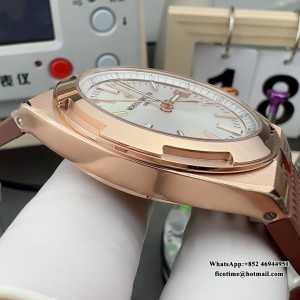 8F A5100 Overseas 4500V 41mm Silver Dial RG Brown Rubber Strap - Image 7