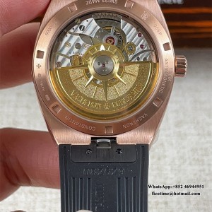 8F A5100 Overseas 4500V 41mm Silver Dial RG Black Rubber Strap - Image 4