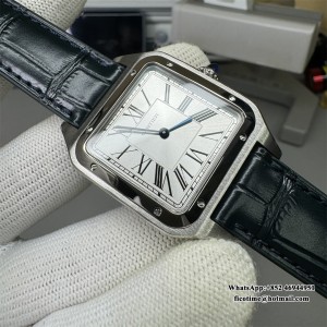 F1F Quartz Santos Dumont 43.5x31.4mm White Dial Black Leather Strap - Image 4