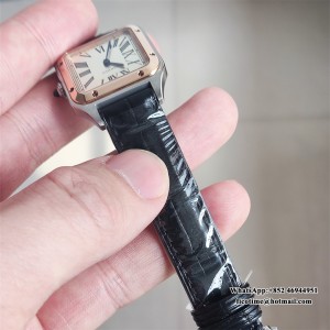 F1F Quartz Santos Dumont 38x27.5mm RG/SS White Dial Black Leather Strap - Image 2