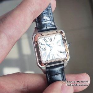 F1F Quartz Santos Dumont 38x27.5mm RG/SS White Dial Black Leather Strap - Image 7