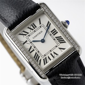 AF Quartz Tank Solo 24.4mm Dia White Dial Diamond Black Leather - Image 2