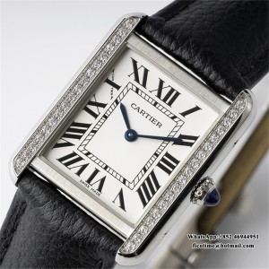 AF Quartz Tank Solo 24.4mm Dia White Dial Diamond Black Leather - Image 3