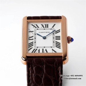 AF Quartz Tank Solo 27.4mm RG Brown Leather White Dial - Image 5