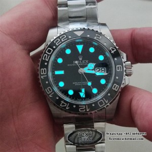 CF DD3285 GMT Master II 126710 GRNR 40mm Clean 904L Black/Gray Bezel Black Dial Osyter Bracelet - Image 6