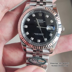 Clean CF VR3235 Datejust 126334 41mm Jubilee Bracelet Black Dial Diamond Marker - Image 5
