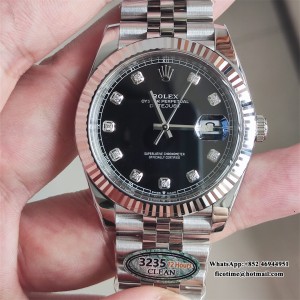 Clean CF VR3235 Datejust 126334 41mm Jubilee Bracelet Black Dial Diamond Marker - Image 8