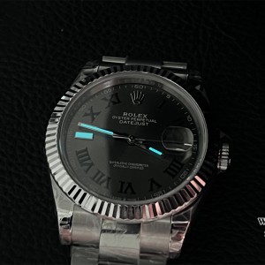 VSF VS3235 DateJust 41mm Wimbledon Fluted Bezel Grey Dial Green Roma Marker Oyster Bracelet - Image 6