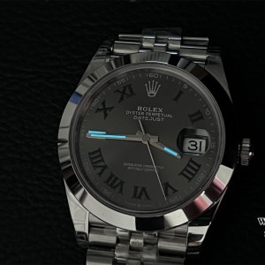VSF VS3235 DateJust 41mm Wimbledon Smooth Bezel Grey Dial Green Roma Marker Jubilee Bracelet - Image 6