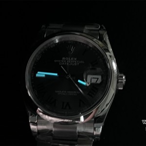 VSF VS3235 DateJust 36mm Wimbledon Smooth Bezel Grey Dial Green Roma Marker Oyster Bracelet - Image 6