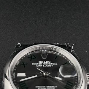 VSF VS3235 DateJust 36mm Wimbledon Smooth Bezel Grey Dial Green Roma Marker Oyster Bracelet - Image 7