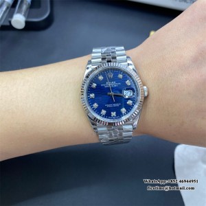 VSF VS3235 DateJust 36mm Fluted Bezel Blue Motif Dial Diamond Marker Jubilee Bracelet - Image 2