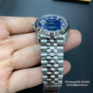VSF VS3235 DateJust 36mm Fluted Bezel Blue Motif Dial Diamond Marker Jubilee Bracelet - Image 5