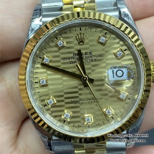 VSF VS3235 DateJust 36mm Fluted Bezel Gold Motif Dial Diamond Marker YG/SS Jubilee Bracelet - Image 4