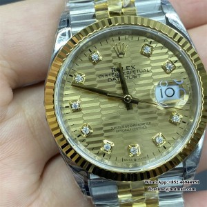 VSF VS3235 DateJust 36mm Fluted Bezel Gold Motif Dial Diamond Marker YG/SS Jubilee Bracelet - Image 5