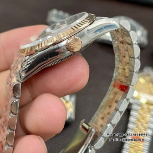 VSF VS3235 DateJust 36mm Fluted Bezel Silver Motif Dial Diamond Marker RG/SS Jubilee Bracelet - Image 5