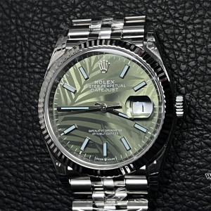 VSF VS3235 DateJust 36mm Fluted Bezel Green Palm Dial Jubilee Bracelet - Image 7