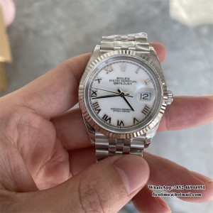 VSF VS3235 DateJust 36mm Fluted Bezel White Dial Roma Marker Jubilee Bracelet - Image 3