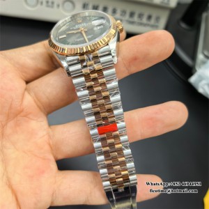 VSF VS3235 DateJust 36mm Wimbledon Fluted Bezel Grey Dial Green Roma Marker RG/SS Jubilee Bracelet - Image 7