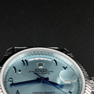 GMF A2836 Tungsten DayDate 40MM Ice Blue Dial Arabic Marker President Bracelet - Image 6
