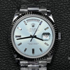 GMF A2836 Tungsten DayDate 40MM Ice Blue Dial Diamond Marker President Bracelet - Image 6